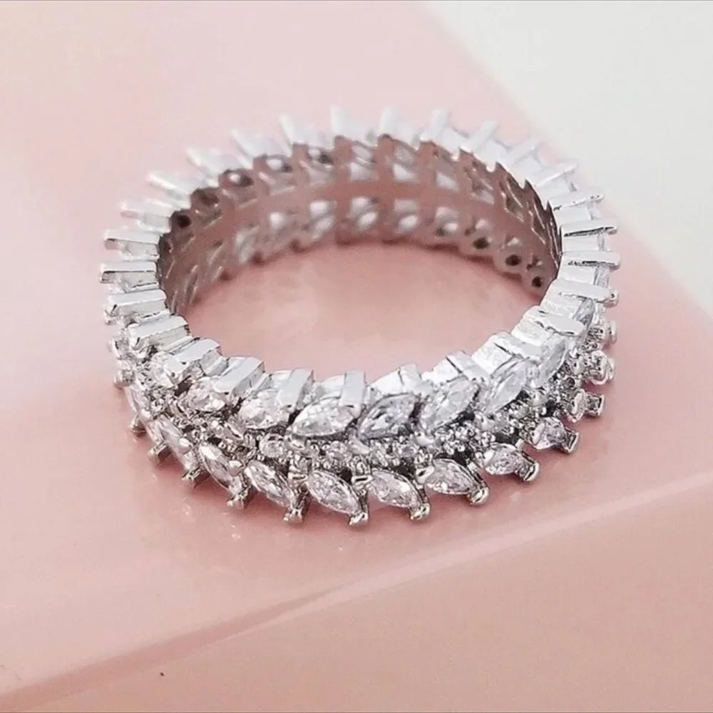 NEW ETERNITY BAND DIAMOND CUT S925 STERLING SILVER RING - Picture 5 of 5